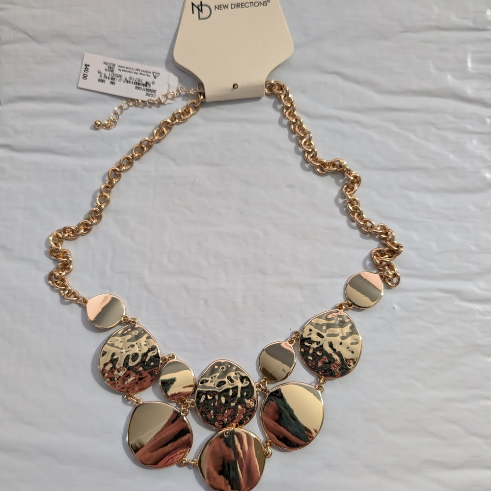 New Directions Gold Bib Necklace with Elegant Design